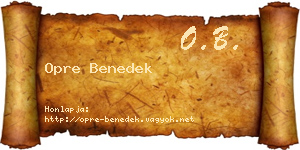 Opre Benedek névjegykártya